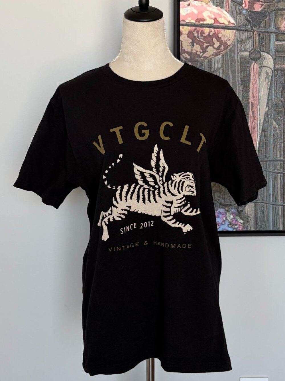 VTG CLT Black Flying Tiger T-Shirt M